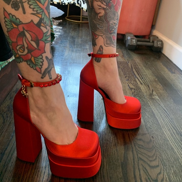 versace red platforms